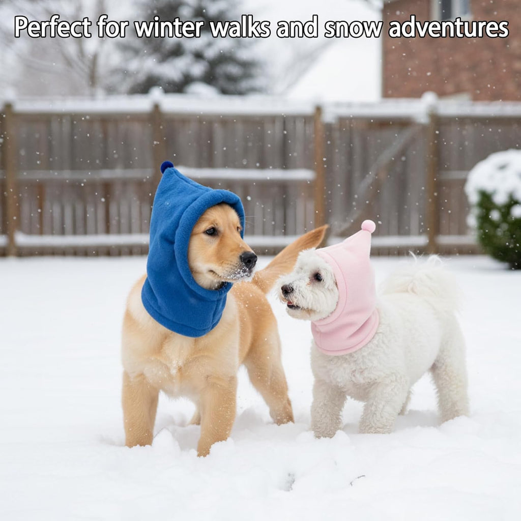 2pcs Dog Ear Warmer, Beanie for Dogs, Knitted Winter Hats for Small Medium Large Dogs, Warm Fleece Lined Dog Hats, Pink and Blue Set