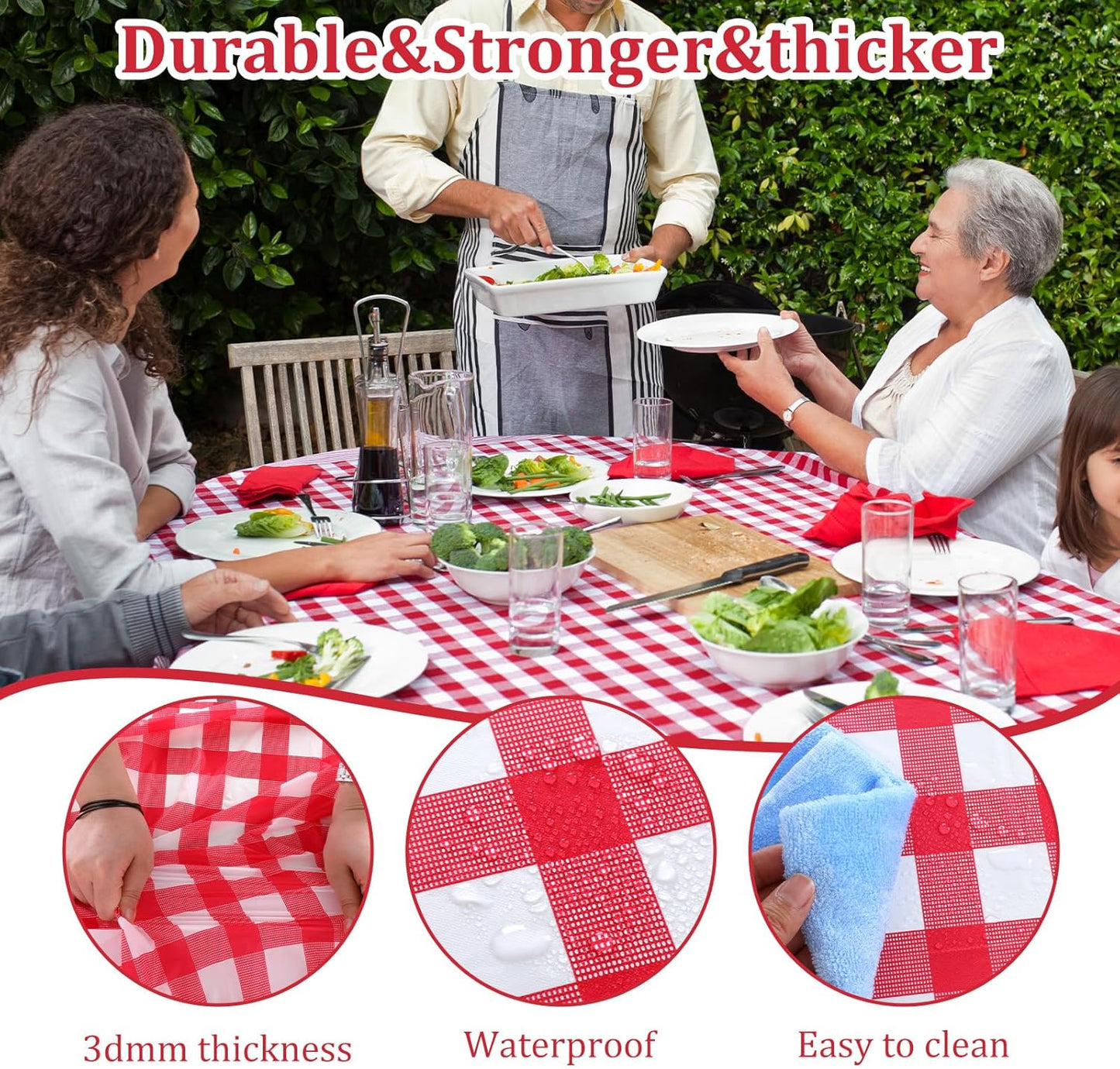 10 Pcs Red and White Checkered Tablecloth Picnic Table Cover Plastic Disposable Plaid Picnic Tablecloths Rectangle Party Table Cover for Birthday Wedding, 54 x 108 Inch