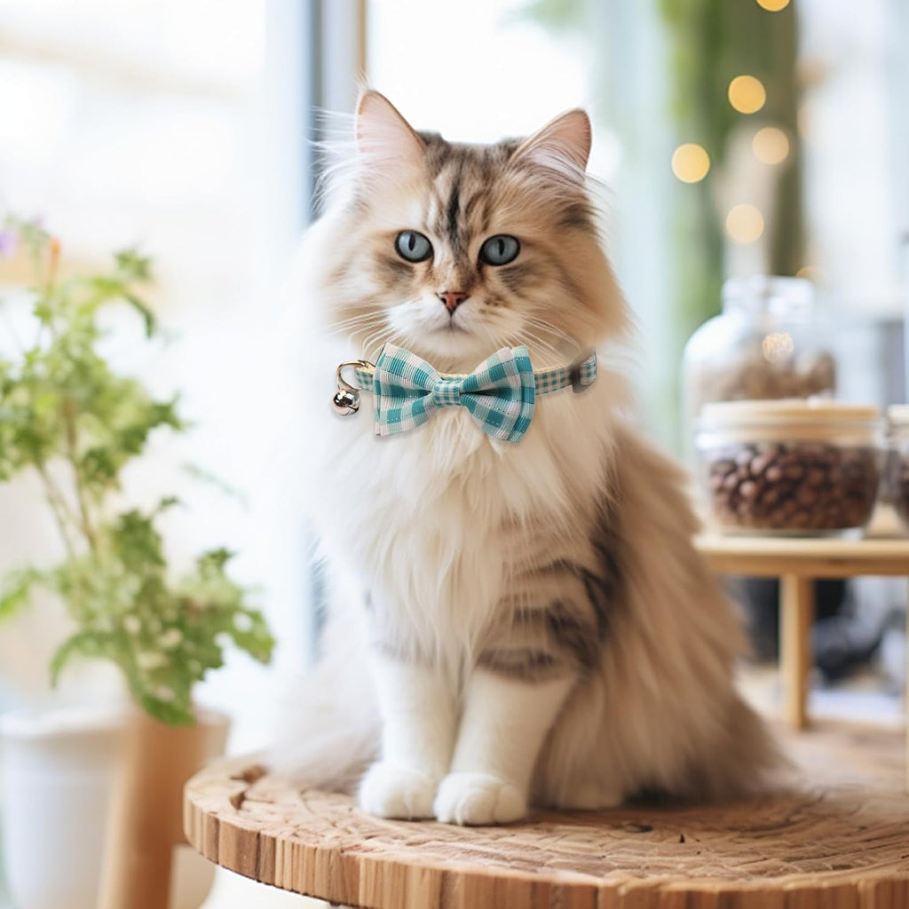 2 Pcs Bow Tie Cat Collar, Adjustable Blue Cat Collar (Blue)