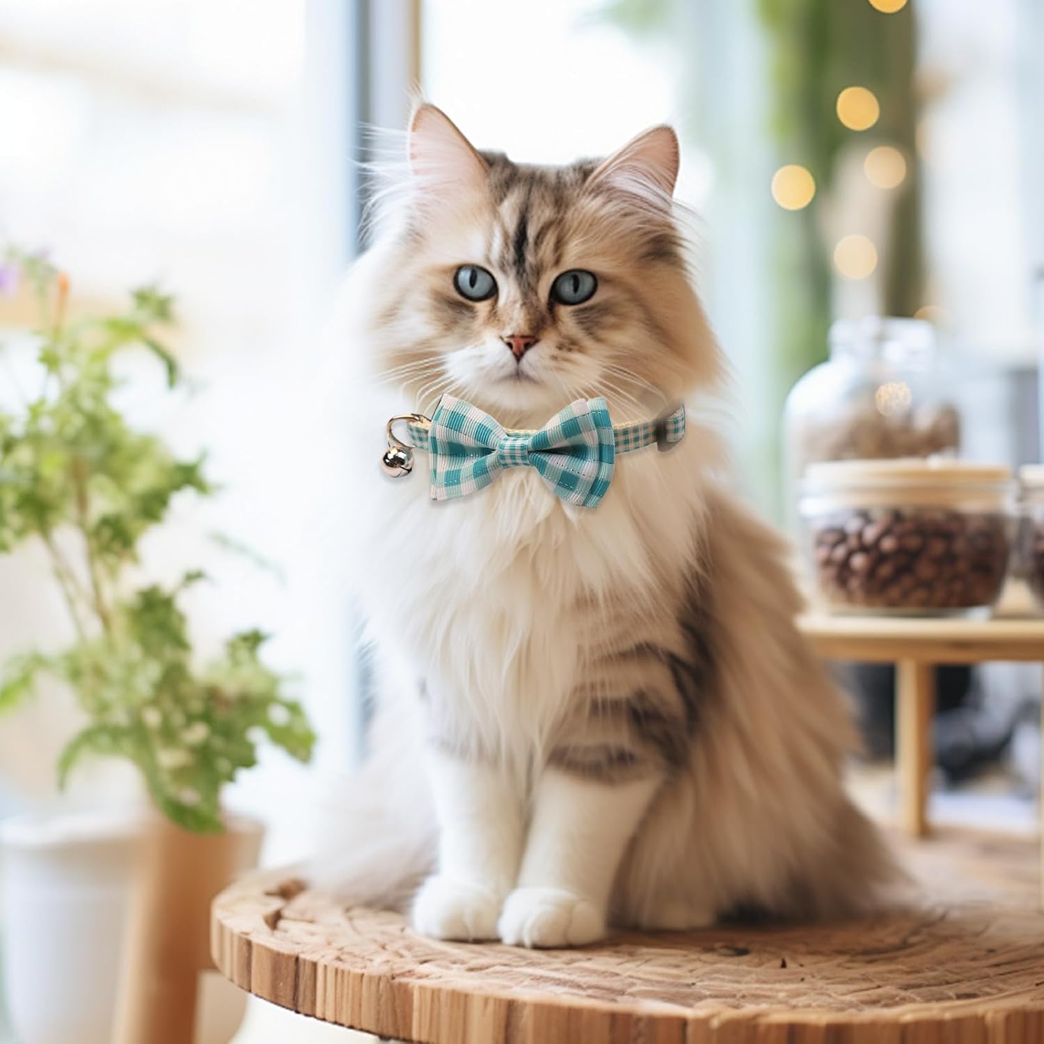 2 Pcs Bow Tie Cat Collar, Adjustable Blue Cat Collar (Blue)