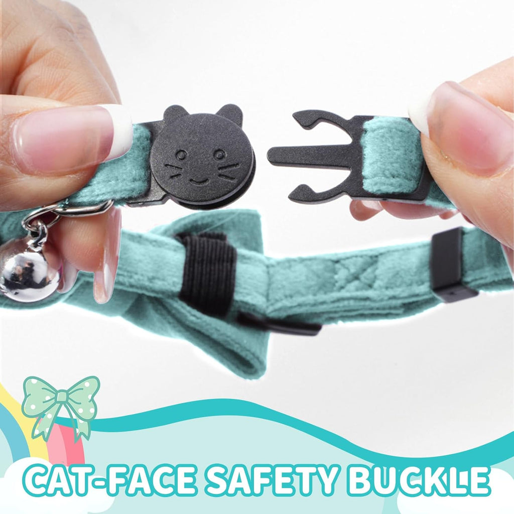 2 Pcs Bow Tie Cat Collar, Adjustable Blue Cat Collar (Blue)