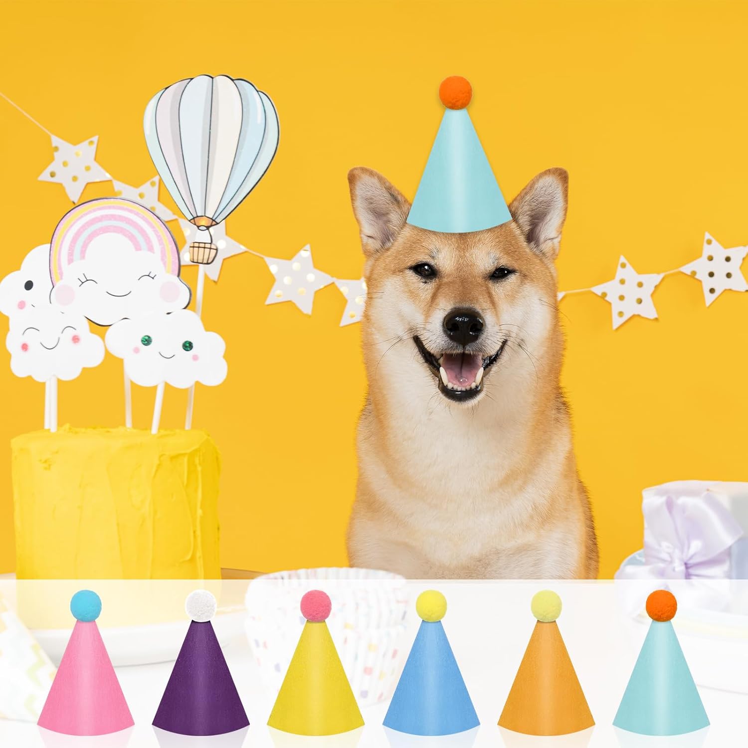 12PCS Mini Party Hats for Stuffed Animals, Stuffed Animal Party Hats with Plush Ball, Cone Felt Mini Birthday Hat, for Cats, Rabbit, Puppy Parties Gatherings