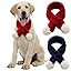 2 Pcs Dog Knitted Scarf Winter Pet Fleece Scarf Dog Warm Scarves with Cute Pompom Puppy Knit Scarves for Small Medium Pet Puppy Cat Winter Holiday Party(Green, Blue,Squares)