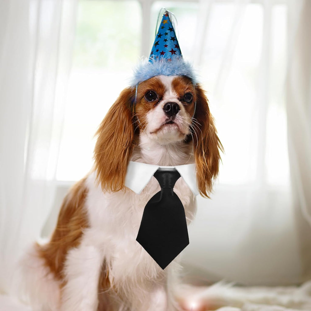 2 Pack Dog Cat Tuxedo Collar Cute Tux Puppies Dog Bowtie Cat Bow Tie Tux Collar Adjustable Formal Pet Cats Necktie for Neck Girth 9.3"-12" Dogs Cats Birthday Wedding Costumes