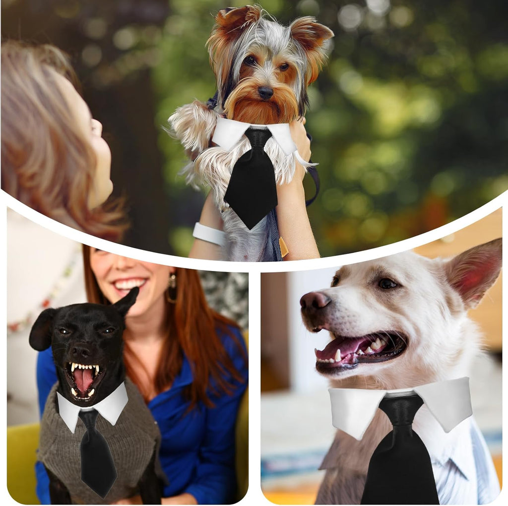 2 Pack Dog Cat Tuxedo Collar Cute Tux Puppies Dog Bowtie Cat Bow Tie Tux Collar Adjustable Formal Pet Cats Necktie for Neck Girth 9.3"-12" Dogs Cats Birthday Wedding Costumes