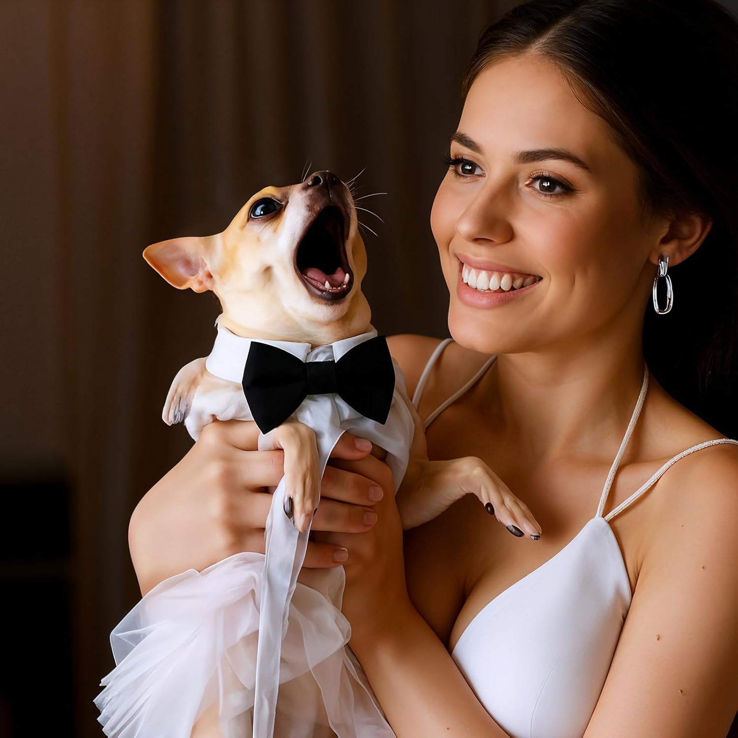 2 Pack Dog Cat Tuxedo Collar Cute Tux Puppies Dog Bowtie Cat Bow Tie Tux Collar Adjustable Formal Pet Cats Necktie for Neck Girth 9.3"-12" Dogs Cats Birthday Wedding Costumes