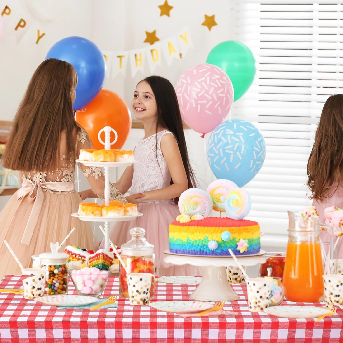 10 Pcs Red and White Checkered Tablecloth Picnic Table Cover Plastic Disposable Plaid Picnic Tablecloths Rectangle Party Table Cover for Birthday Wedding, 54 x 108 Inch