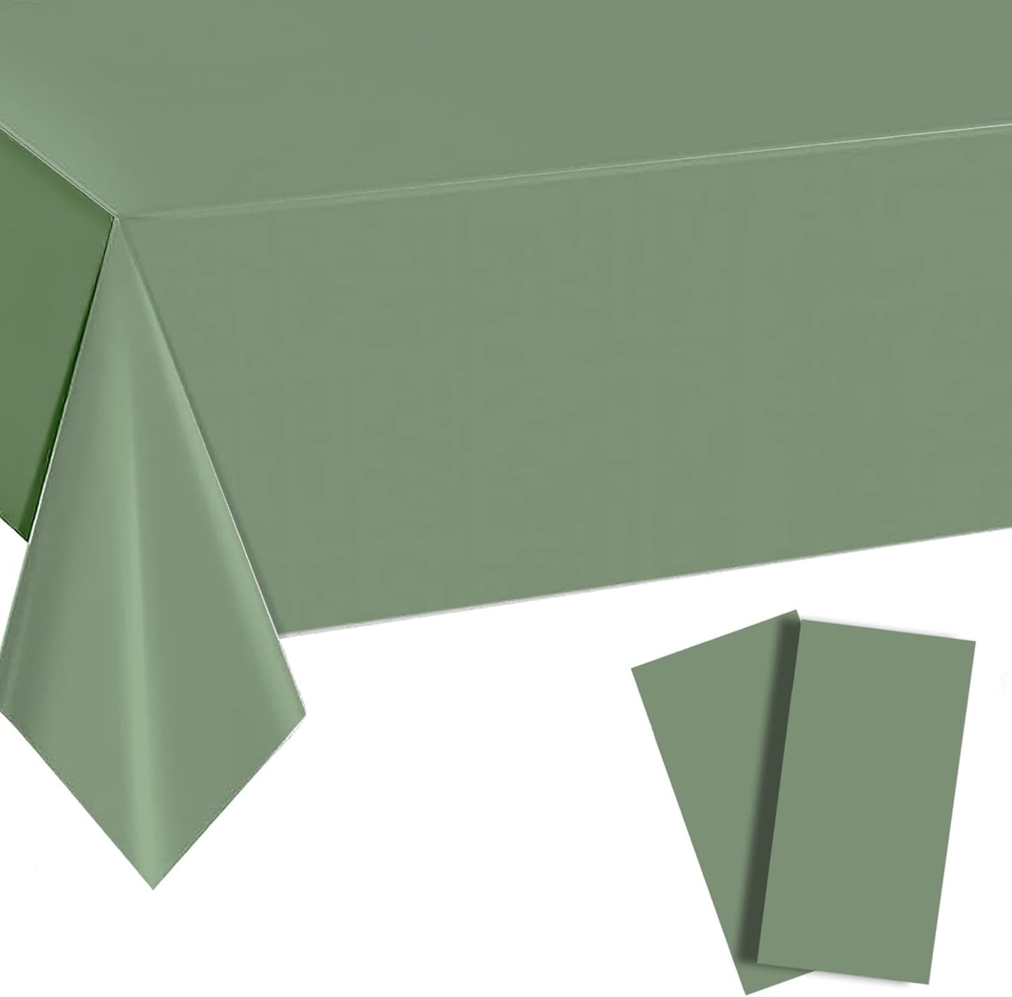 1 Pack Sage Green Plastic Tablecloths for Rectangle Tables Waterproof Sage Green Table Cover for Birthday Bridal Wedding Baby Shower Party Decorations, 54 X 108Inch