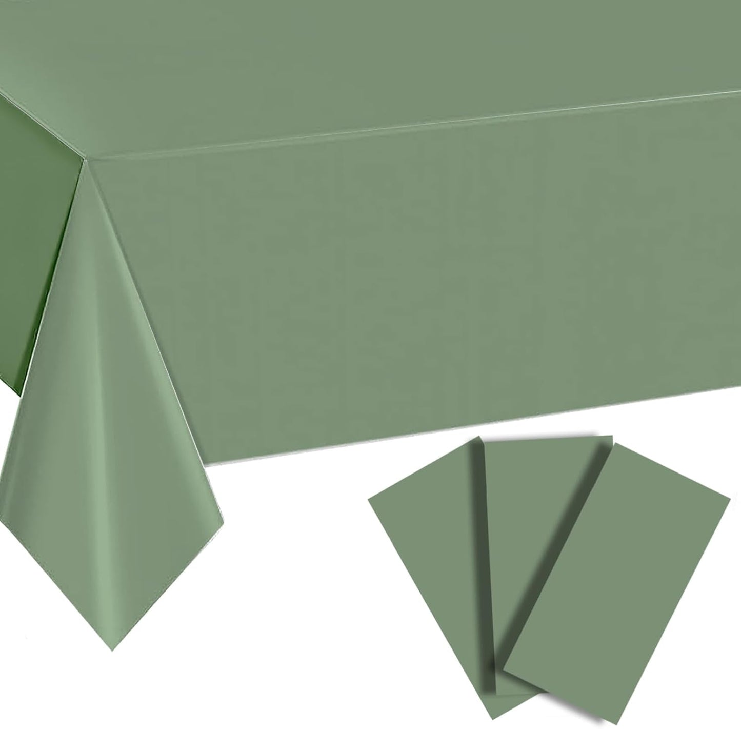 1 Pack Sage Green Plastic Tablecloths for Rectangle Tables Waterproof Sage Green Table Cover for Birthday Bridal Wedding Baby Shower Party Decorations, 54 X 108Inch