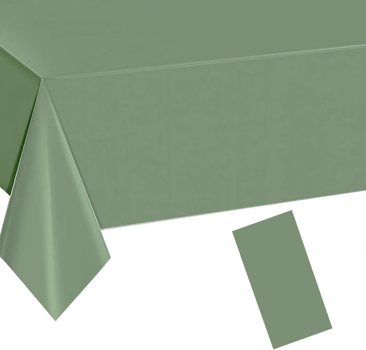 1 Pack Sage Green Plastic Tablecloths for Rectangle Tables Waterproof Sage Green Table Cover for Birthday Bridal Wedding Baby Shower Party Decorations, 54 X 108Inch