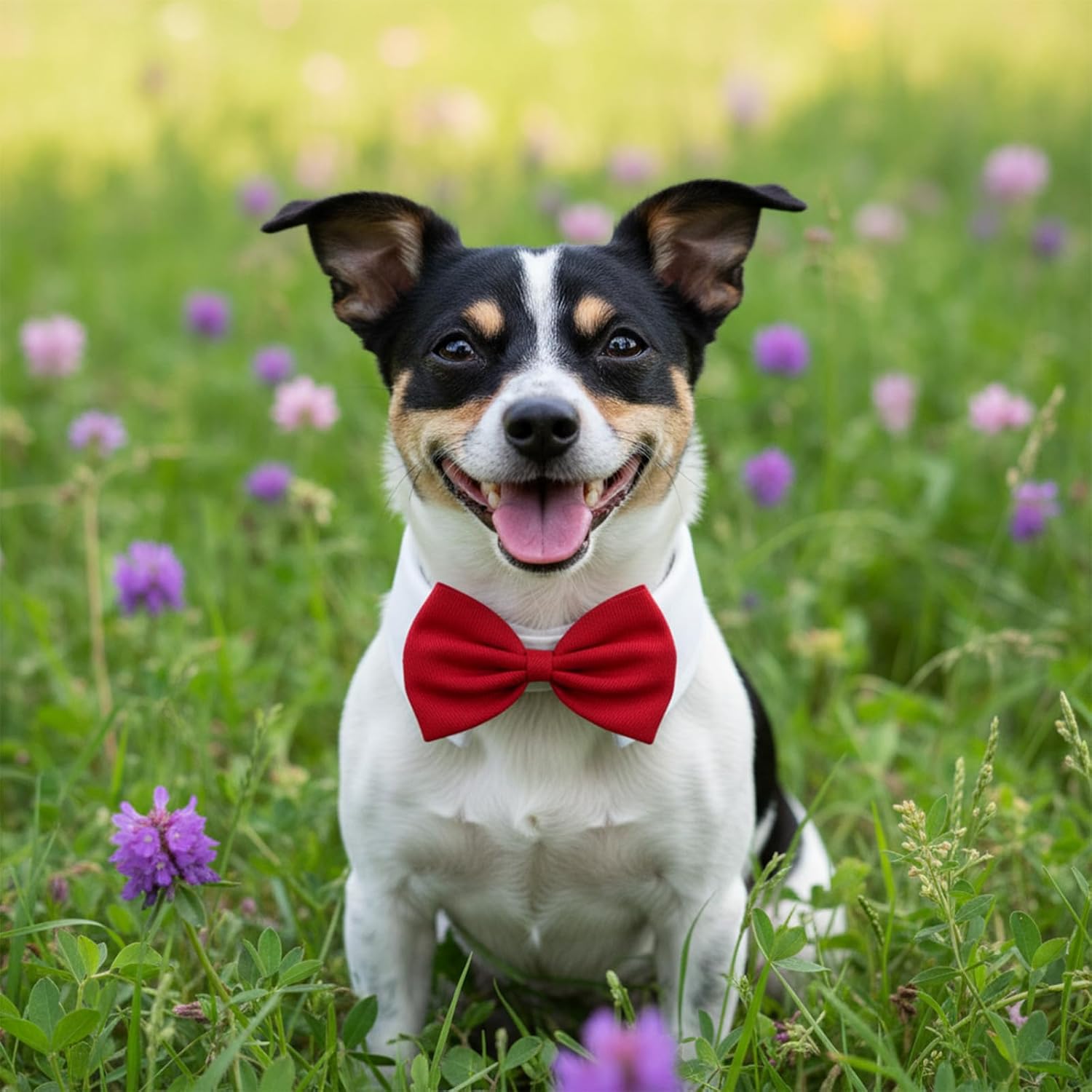 2 PCS Adjustable Dog Bow Tie Length 3.54inch Width 2.36inch Cotton Dog Collar Bow Tie for Dogs for Wedding Birthday Party Cosplay Christmas Halloween Pets Grooming Dogs Bowtie(Black, Red)