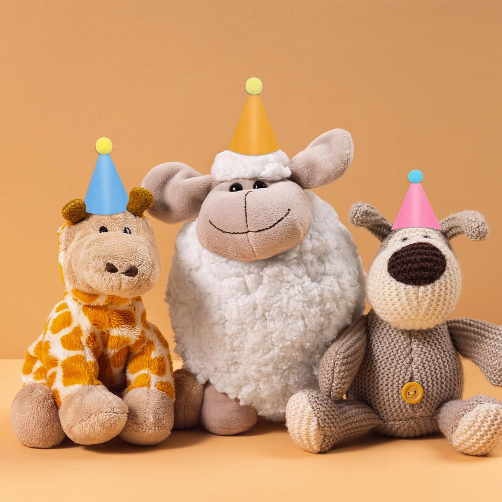 12PCS Mini Party Hats for Stuffed Animals, Stuffed Animal Party Hats with Plush Ball, Cone Felt Mini Birthday Hat, for Cats, Rabbit, Puppy Parties Gatherings