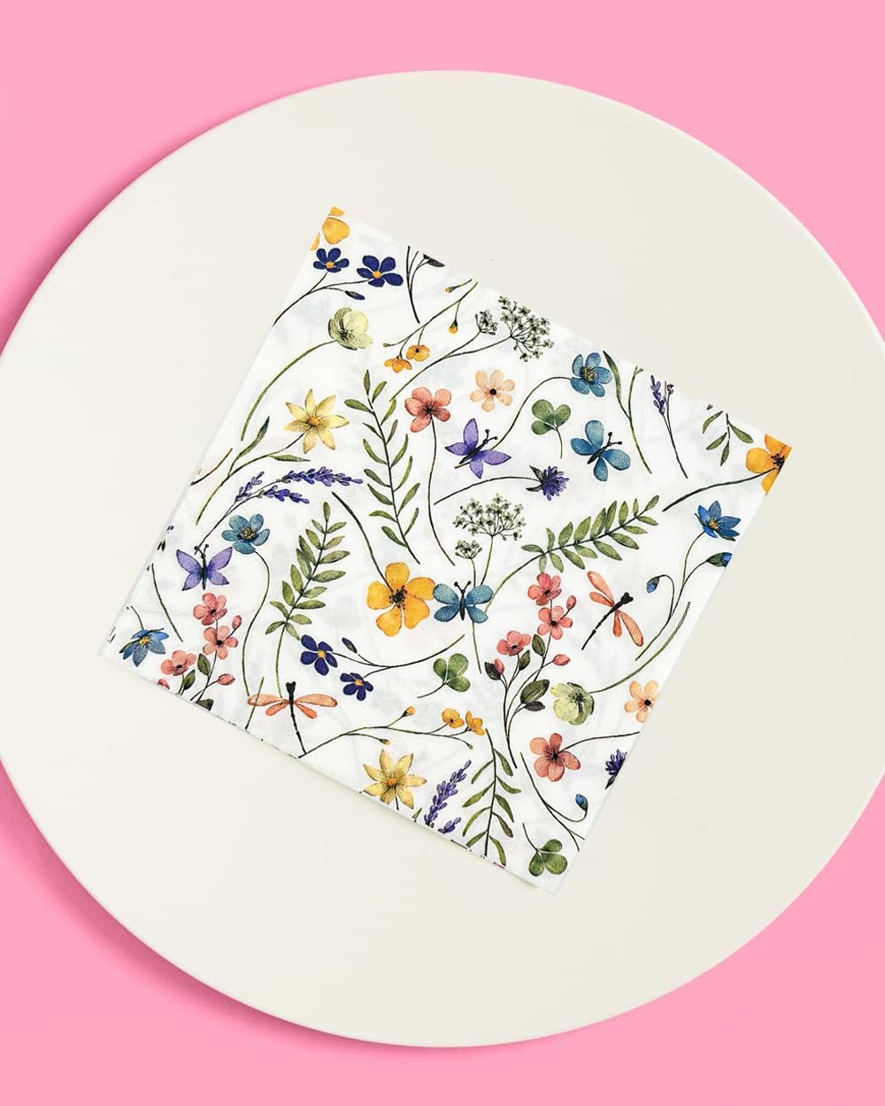 100 Pack Wildflower Napkins Wildflower Party Supplies Colorful Floral Cocktail Napkins Paper Butterfly Floral Napkins for Spring Summer Wedding Tea Wildflower Birthday Party Decor (50)