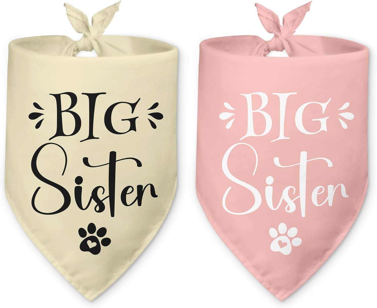 2 Packs Big Sister Dog Bandana Pregnancy Announcement Baby Security in Training Pink Dog Bandana Baby Announcement Pet Triangle Scarf Accessories for Small Medium Large Dogs Cats