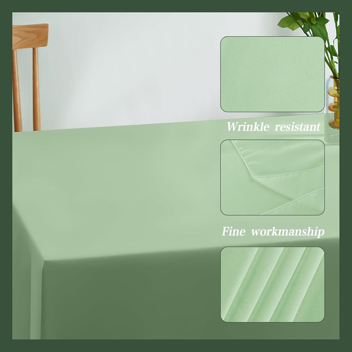 1 Pack Sage Green Plastic Tablecloths for Rectangle Tables Waterproof Sage Green Table Cover for Birthday Bridal Wedding Baby Shower Party Decorations, 54 X 108Inch