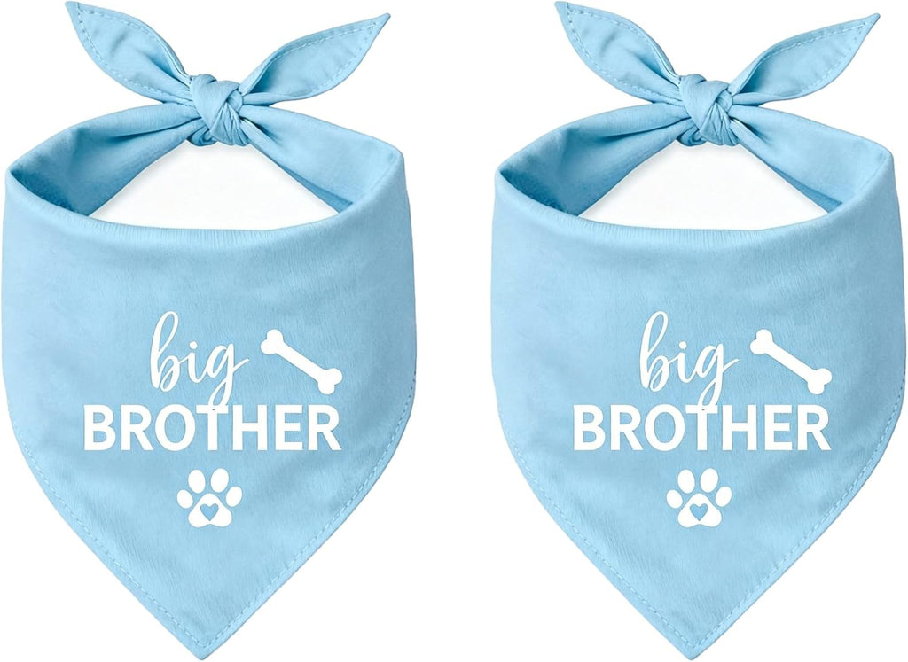 2 Pack Big Brother Dog Bandana Baby Announcement Dogs Bandanas Gender Reveal Big Brother Bandana for Dog Pet Scarf Accessories for Pet Dog Lovers Gifts (Blue)
