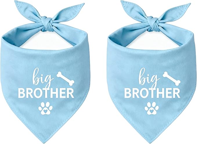 2 Pack Big Brother Dog Bandana Baby Announcement Dogs Bandanas Gender Reveal Big Brother Bandana for Dog Pet Scarf Accessories for Pet Dog Lovers Gifts (Blue)