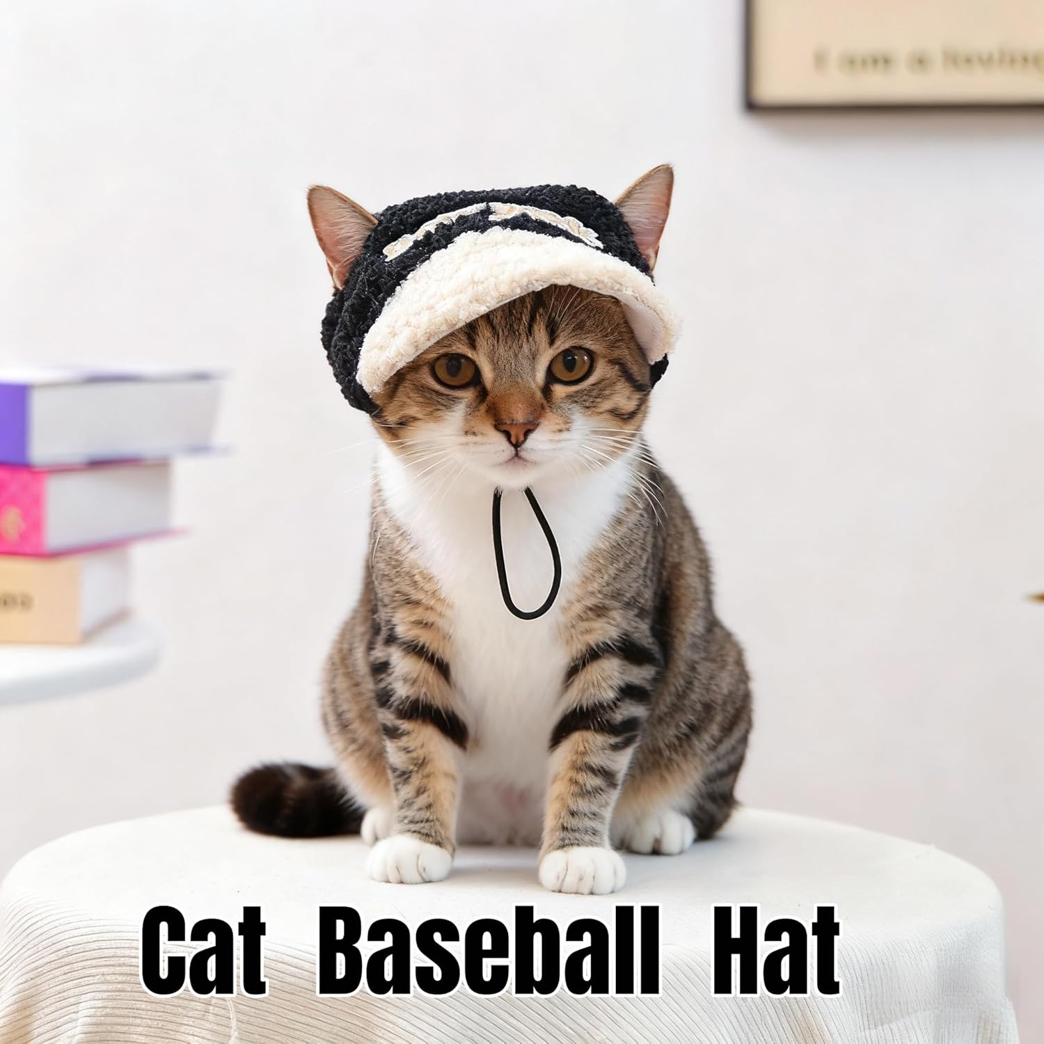 Dog Baseball Cap, Cat Fall Warm Hat - Pet Caps for Kittens & Puppies, Sun Protection & Decorative Embroidered Hats (Black, Small)