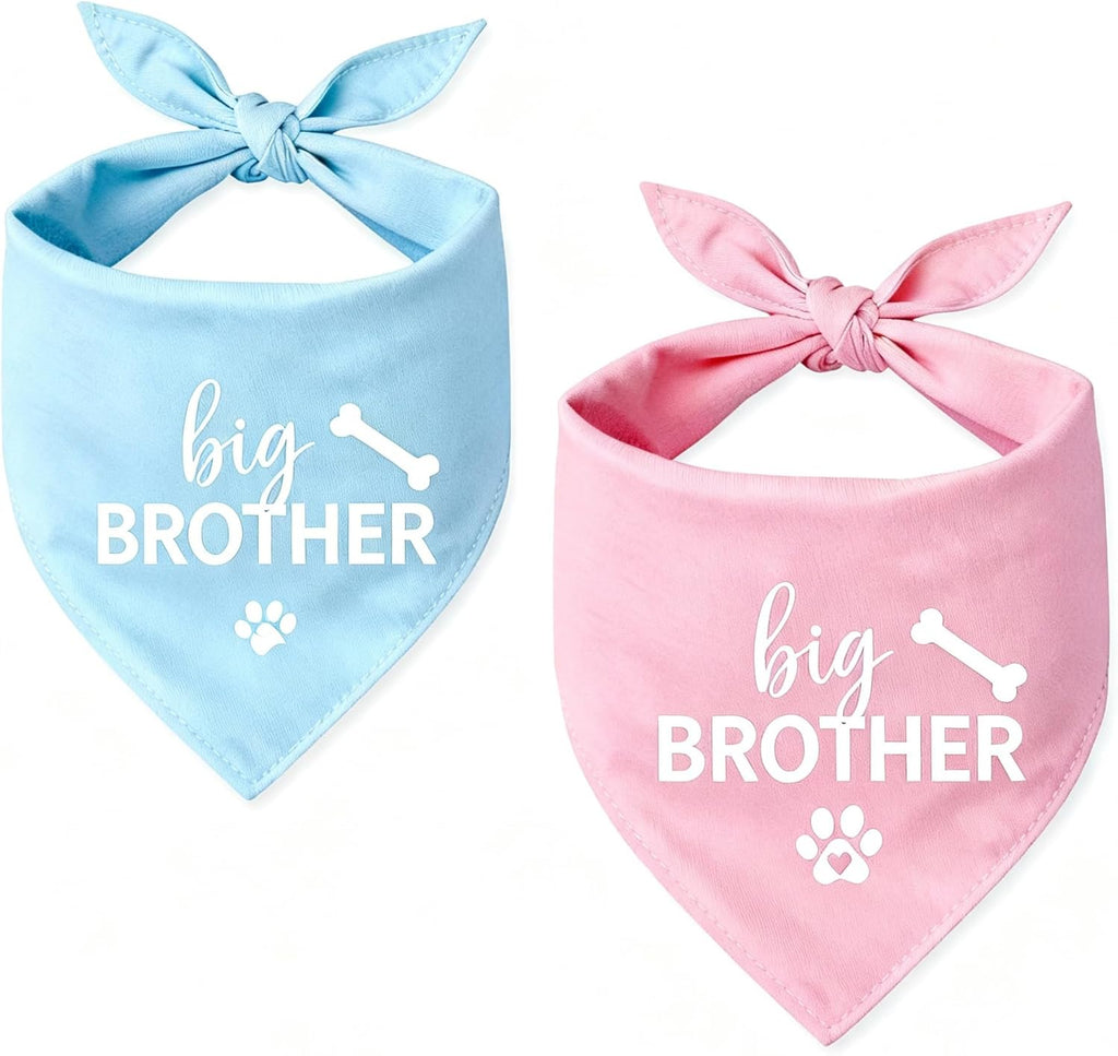2 Pack Big Brother Dog Bandana Baby Announcement Dogs Bandanas Gender Reveal Big Brother Bandana for Dog Pet Scarf Accessories for Pet Dog Lovers Gifts (Blue)
