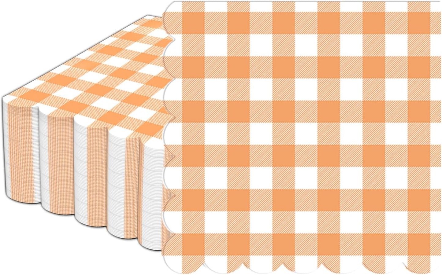 100Pcs 6.5 x 6.5inch Green and White Checkered Scalloped Napkins Disposable Green Plaid Paper Napkins Gingham Party Decorations for Birthday Picnic BBQ Wedding Baby Shower Party Farm Themed Events
