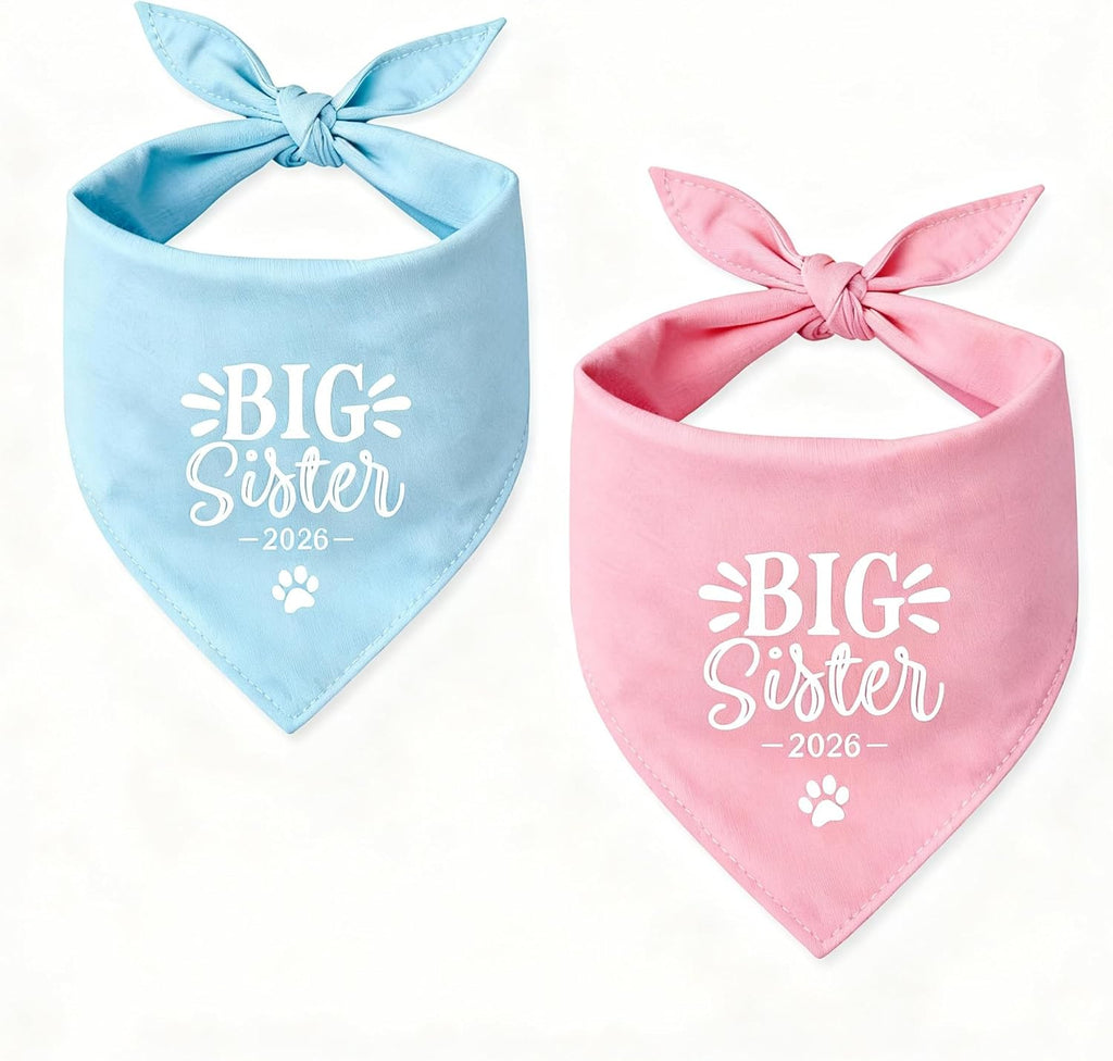 2 Pack Big Brother Dog Bandana Baby Announcement Dogs Bandanas Gender Reveal Big Brother Bandana for Dog Pet Scarf Accessories for Pet Dog Lovers Gifts (Blue)