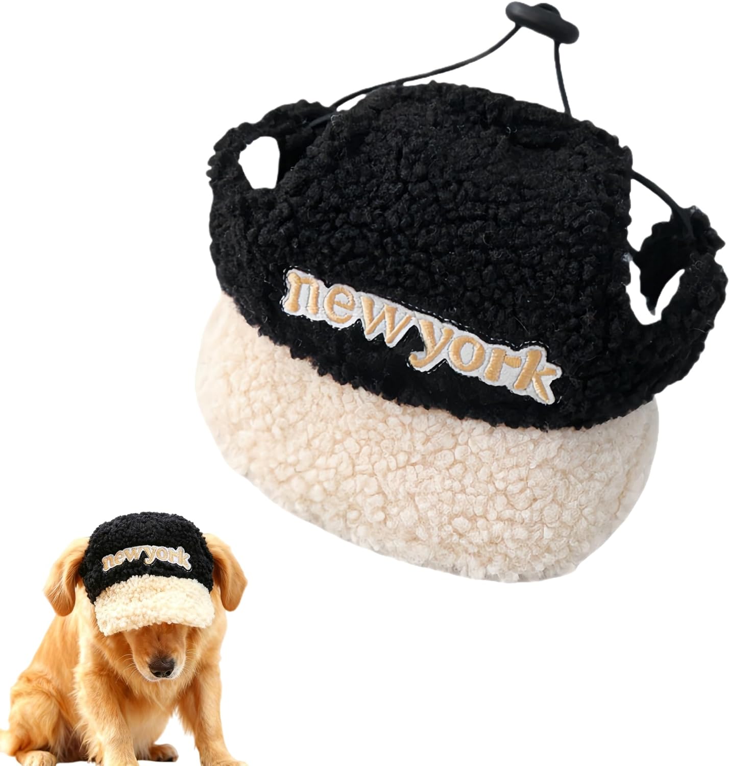 Dog Baseball Cap, Cat Fall Warm Hat - Pet Caps for Kittens & Puppies, Sun Protection & Decorative Embroidered Hats (Black, Small)