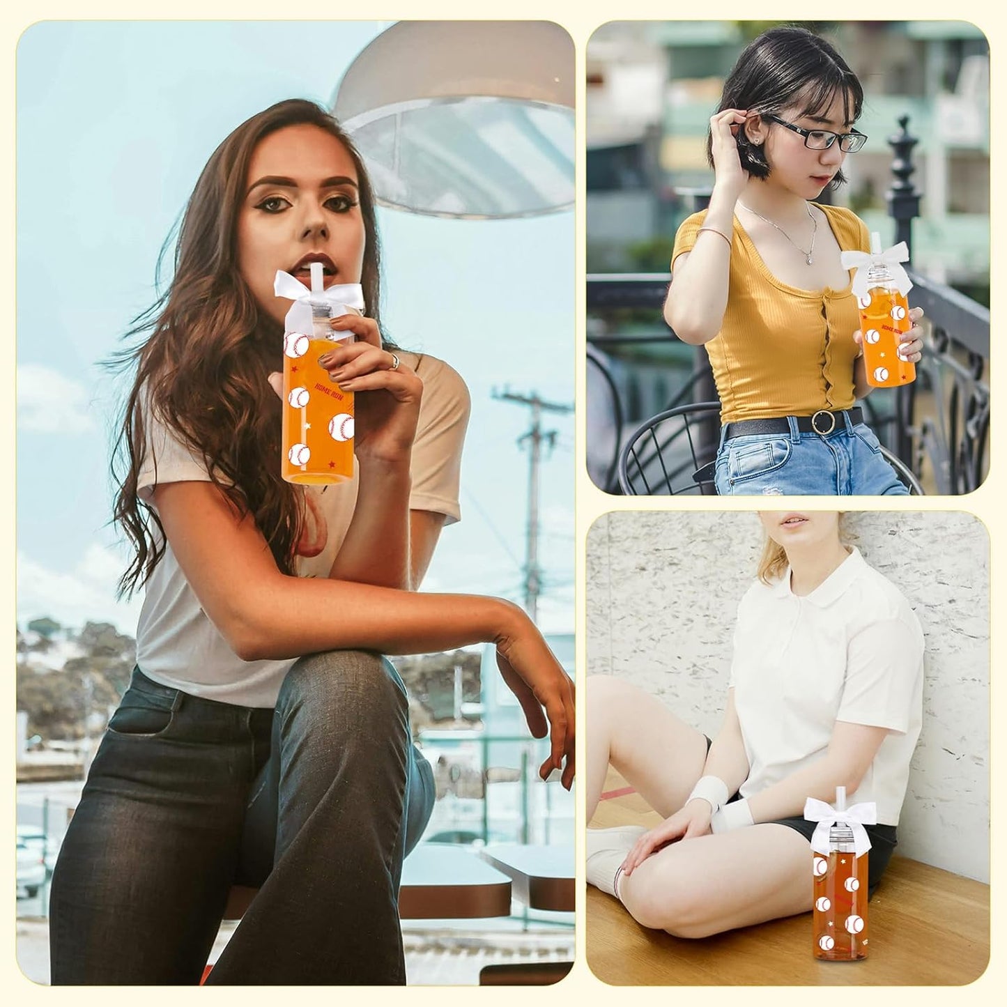 12 Pack 14.2 oz Plastic Cups with Lids and Straws Clear Reusable Cups Twist Bows Tumbler Bottle for Birthday Sports Themed Party Favors Decorations Bulk (Soccer)