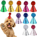 10 Pack Mini Small Dog Hats Cat Birthday Party Hat with Sequins Puppy, Birthday Party Hats Cats Adjustable Holiday Hat, Felt Pom Pom Headband Pet Grooming Costume Accessories
